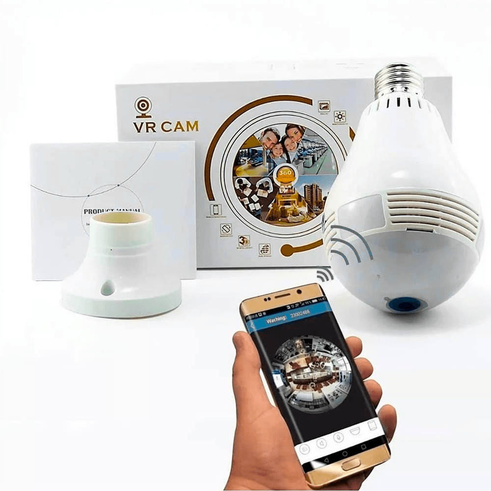 Smart Cámara De Seguridad 360 WiFi Tipo Bombilla Con Visión