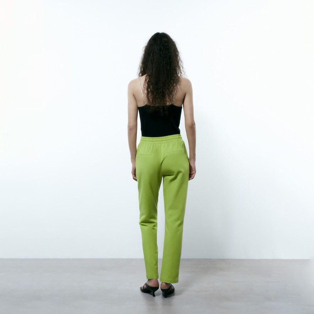 Pantalón Fluido Lino Sfera Mujer Verde Pistacho