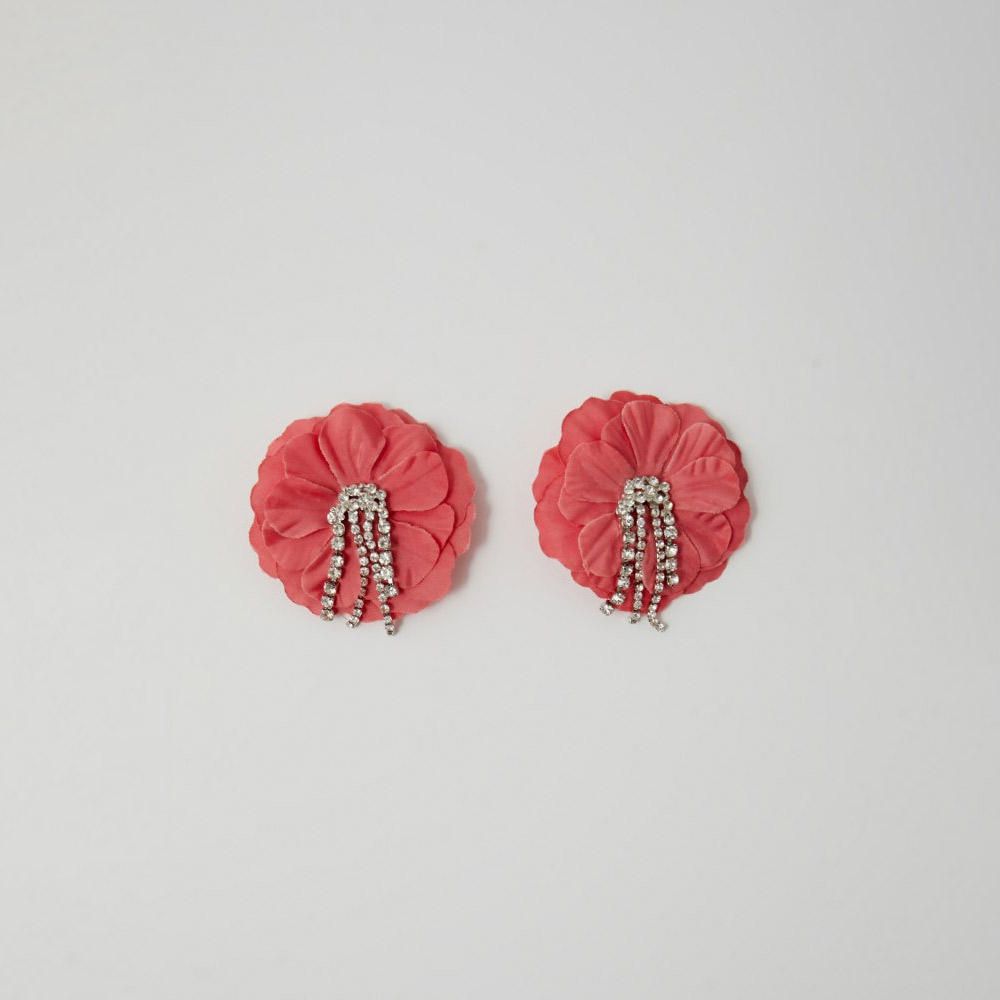 Aretes Flor Strass Sfera Mujer Rojo