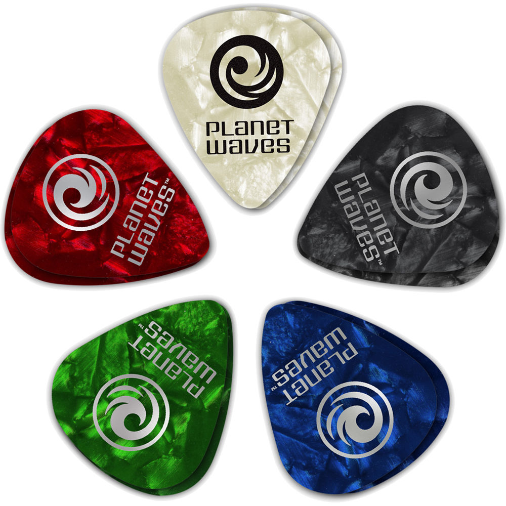 Paquete de 10 Púas para Guitarra Planet Waves Classic Pearl Celluloid Extra Heavy