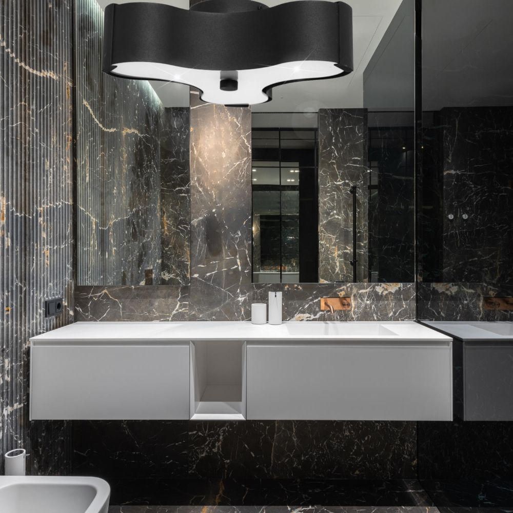 Lámpara De Techo Trebol Adosada 3 Luces Negro Mate E14