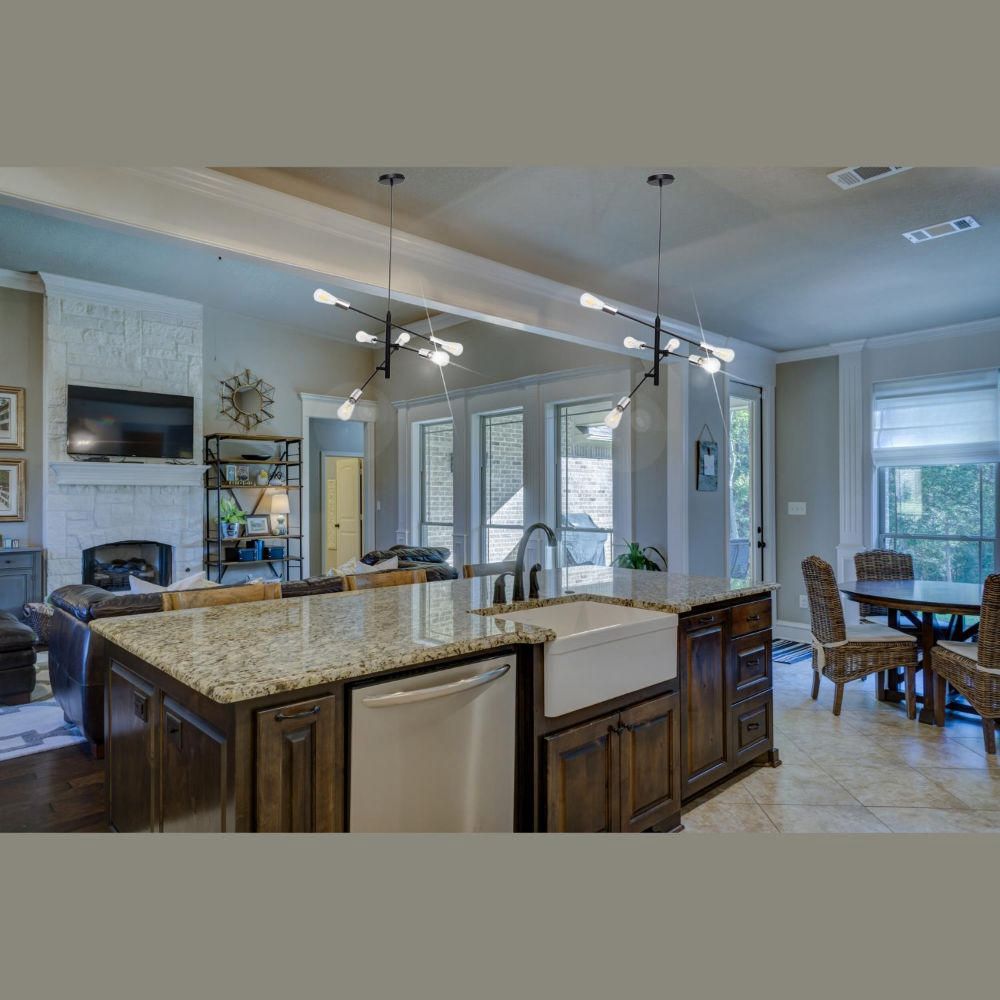 Lámpara Colgante Astrick 6 Luces Negro Con Plateado E27