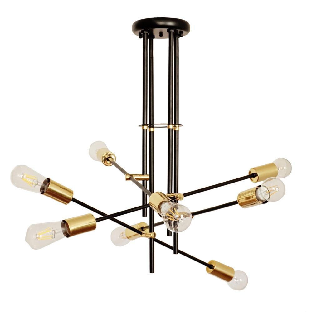 Lámpara De Techo Abby 8 Luces Negro Con Bronce E27