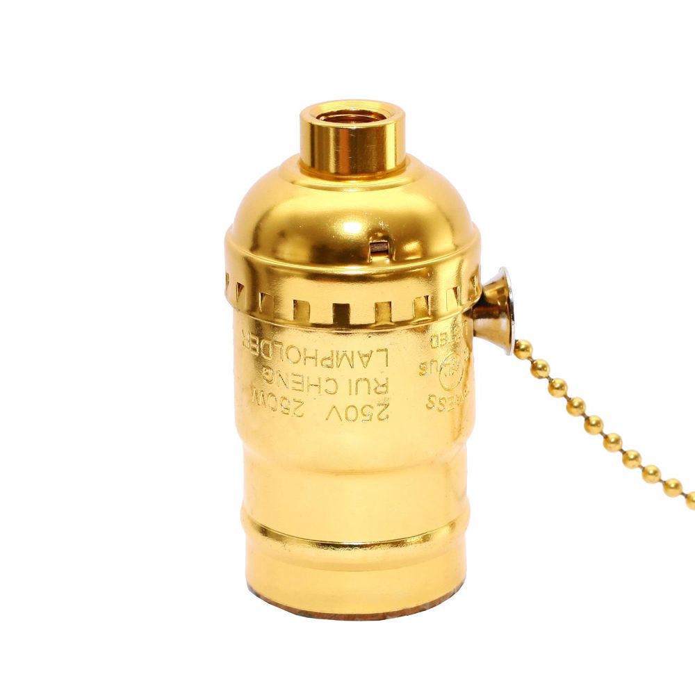 Set X 12 Soquete E27 Dorado Con Cadenita Interruptor