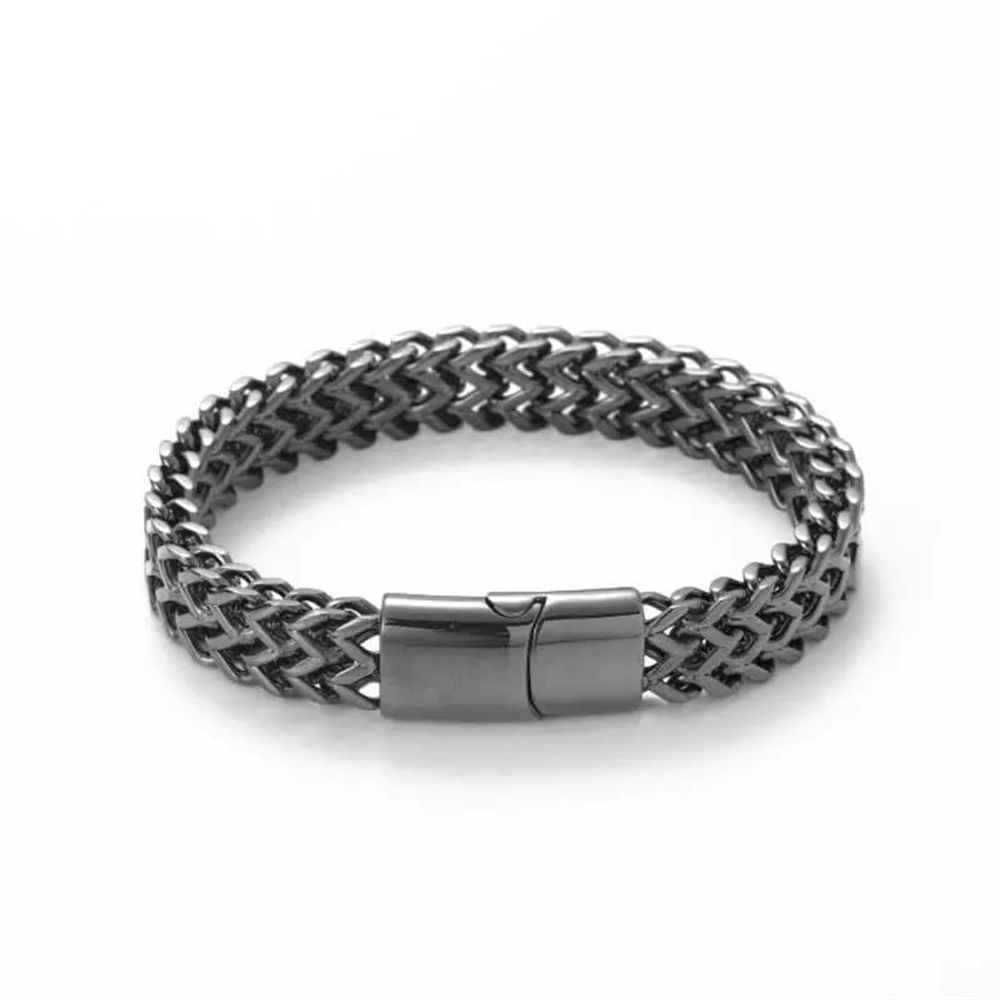 Brazalete Pulsera de Titanio Doble Capa Para Hombre Negro x 19cm