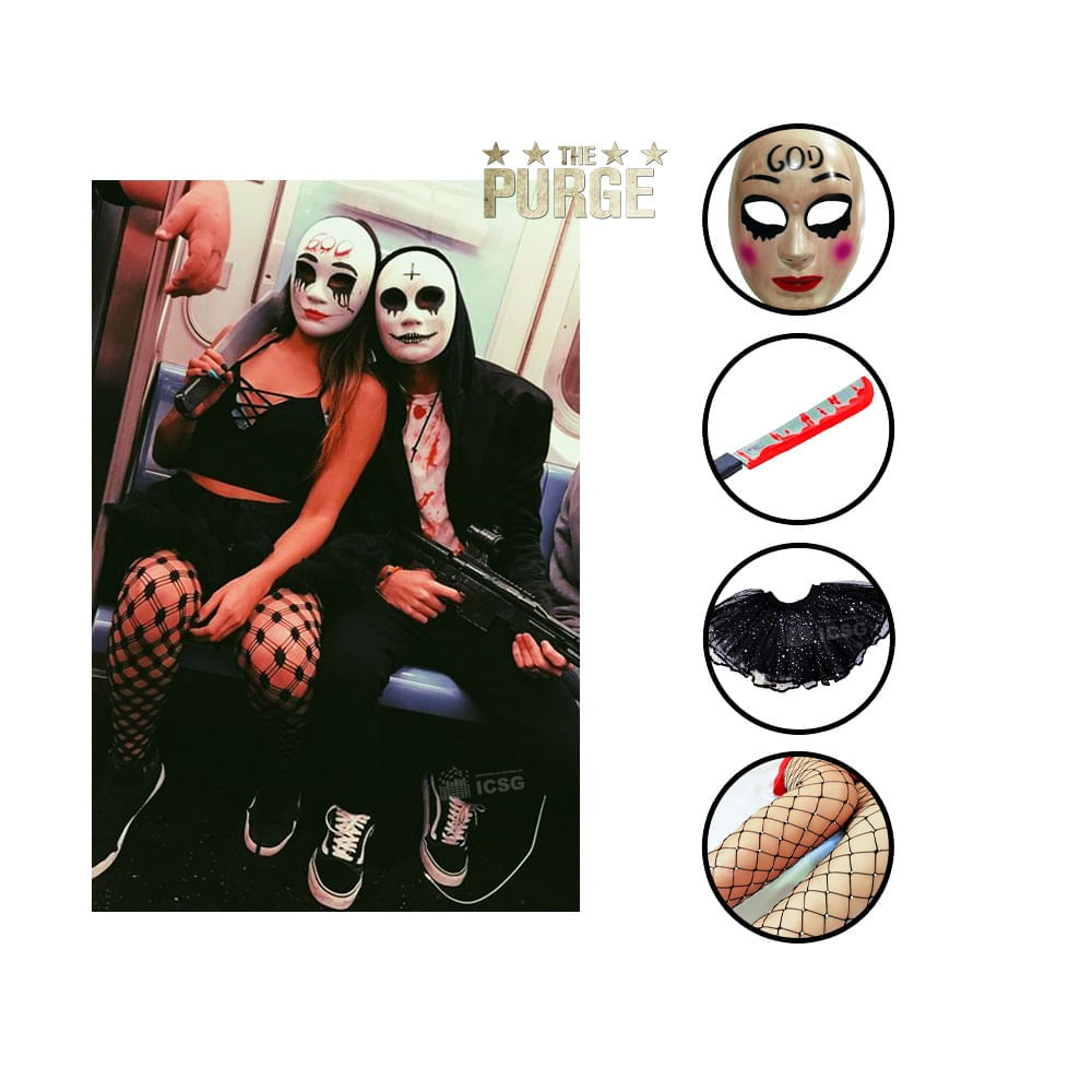 Pack Disfraz de la Purga GOD premium Rosado HalloweenFest Oechsle