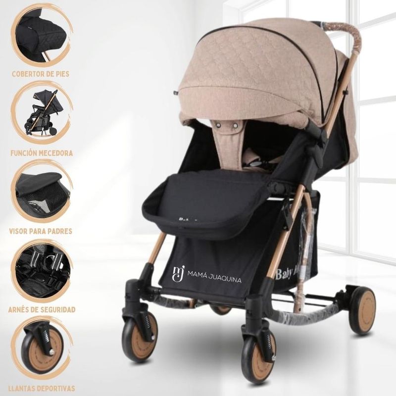 Coche Moises para Bebe Dorado con Maletin Rosado I Oechsle - Oechsle