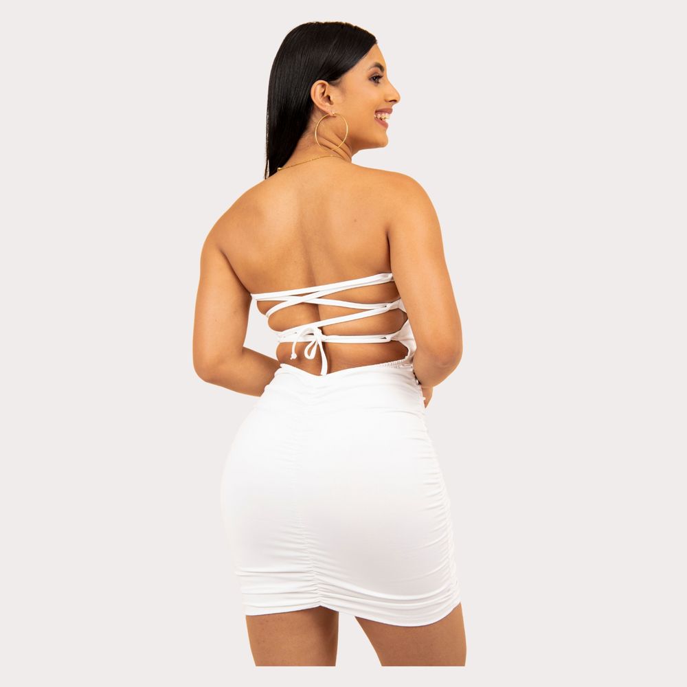 Vestido corto Ecovalim Liseth Blanco S/M I Oechsle Oechsle