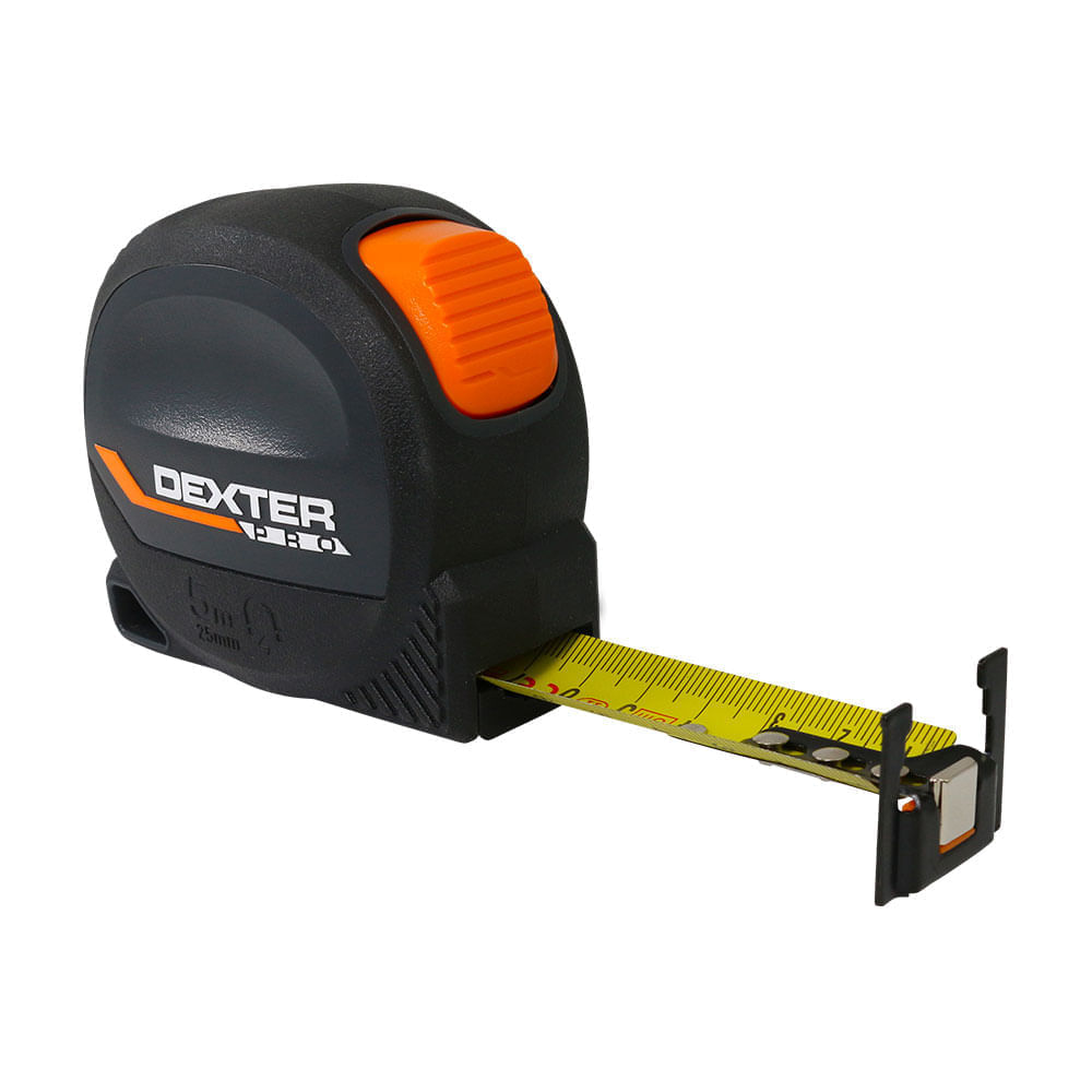 Wincha Medidora Dexter Pro 5m x 25mm con Sistema Autolock Negro