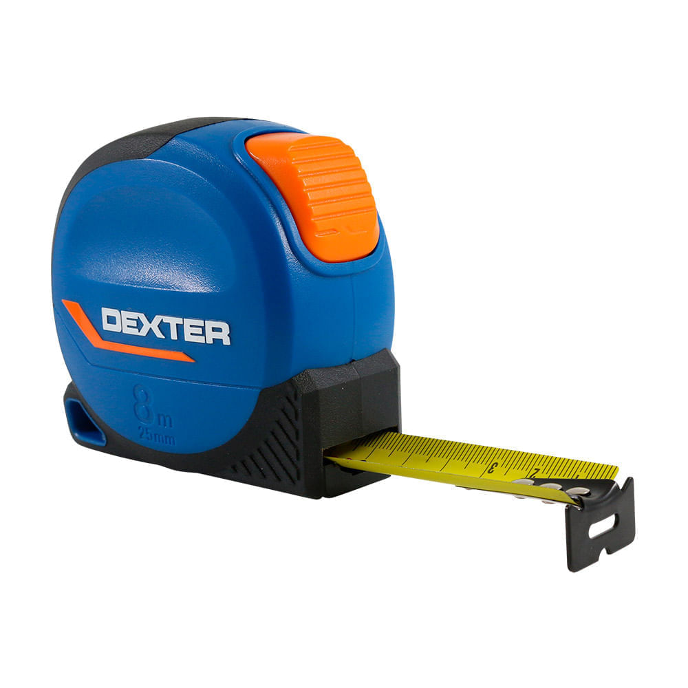 Wincha Dexter 8m x 25mm con Sistema Autolock y Estuche Bimaterial Azul