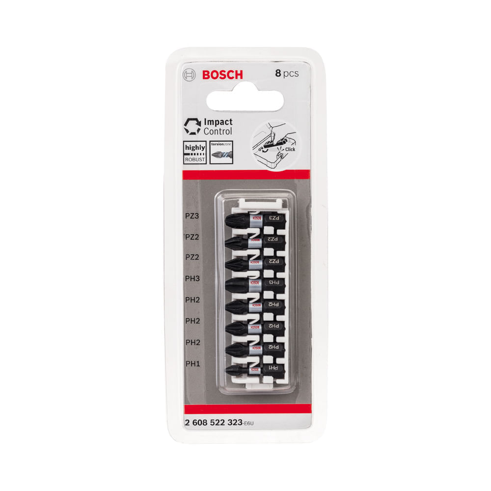 Set punta PH2 x 25mm Impact Control 8 piezas Bosch