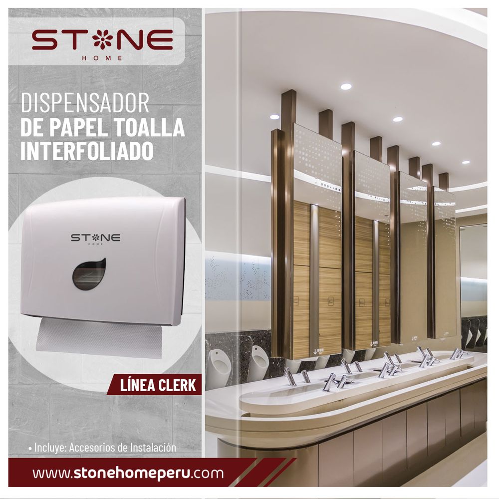 Dispensador de Papel Toalla INTERFOLEADO Blanco LINEA CLERK - Stone