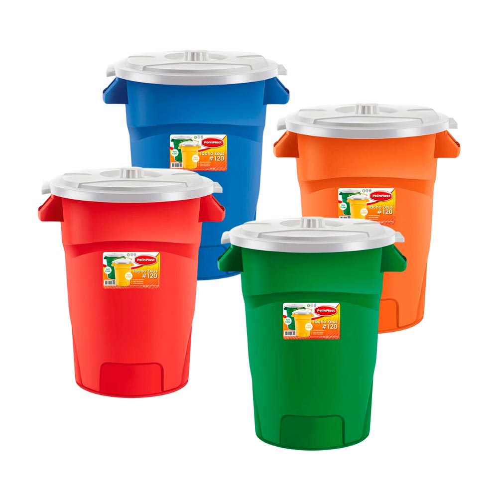 Tacho con Tapa Plana Zeus #120 - Colores variados Polinplast