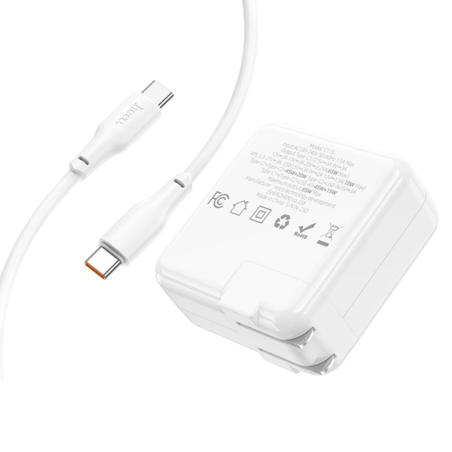 Contact Cargador USB-C 20W Power Delivery + Cable Tipo-C 3A Blanco