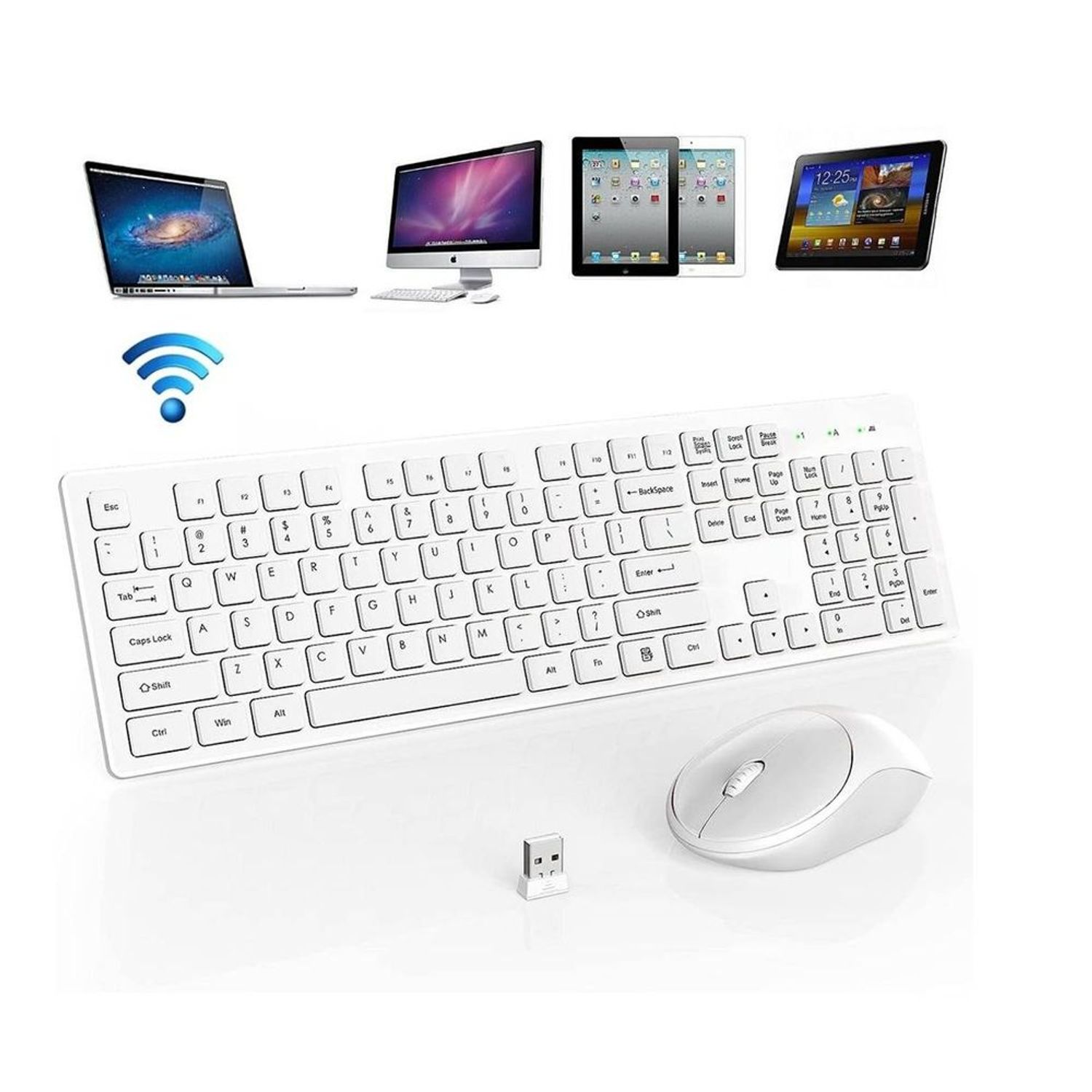 Combo Teclado Mouse Inalambrico Blanco