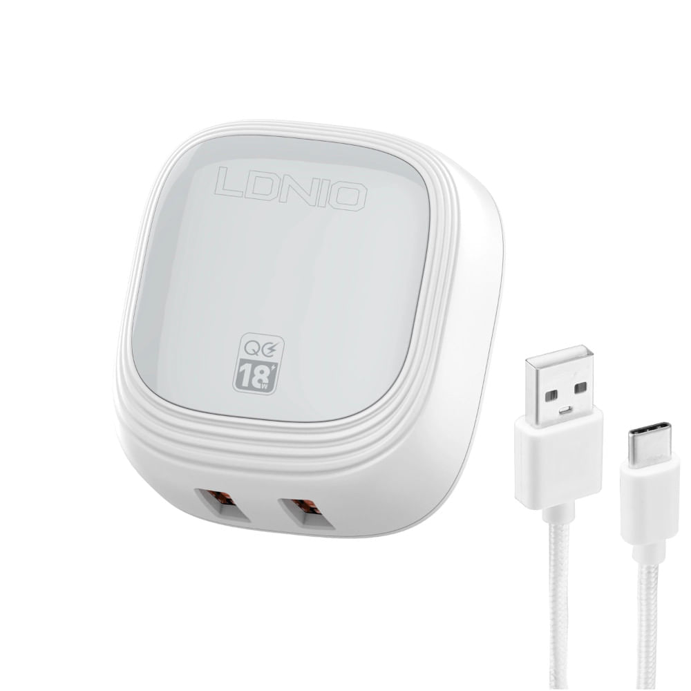 Cargador de Carga Rápida para Viaje A2512Q Doble USB Incluye Cable 1m