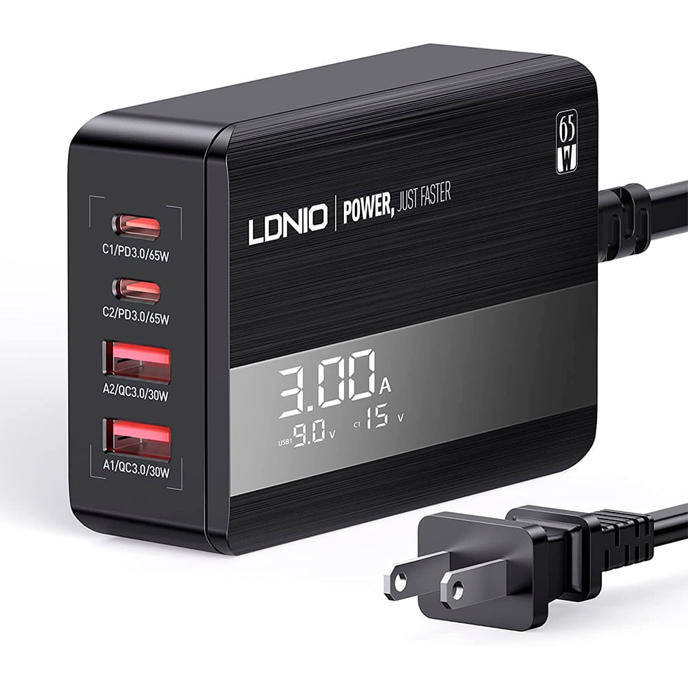 Cargador de Escritorio de 65W Carga Rápida A4808Q 2 USB-C y 2 USB-A