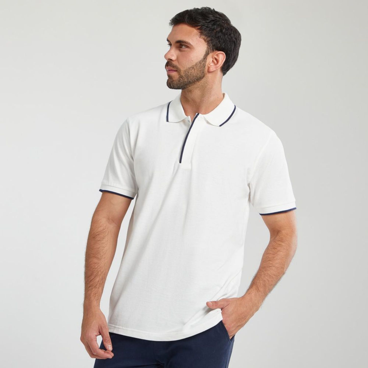 Polo Pique Malabar Con Detalle Blanco Hombre Oechsle.pe Oechsle