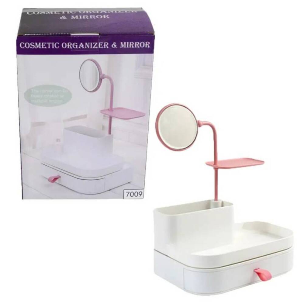 Organizador Maquillaje y Espejo para Labiales Brochas Joyas Arete