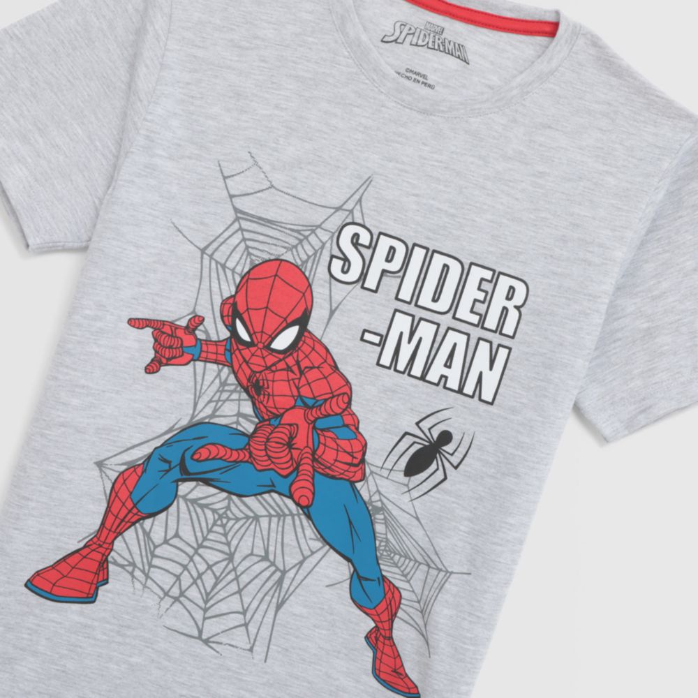 Polo Basico Para Nino Spiderman Gris Oechsle.pe Oechsle