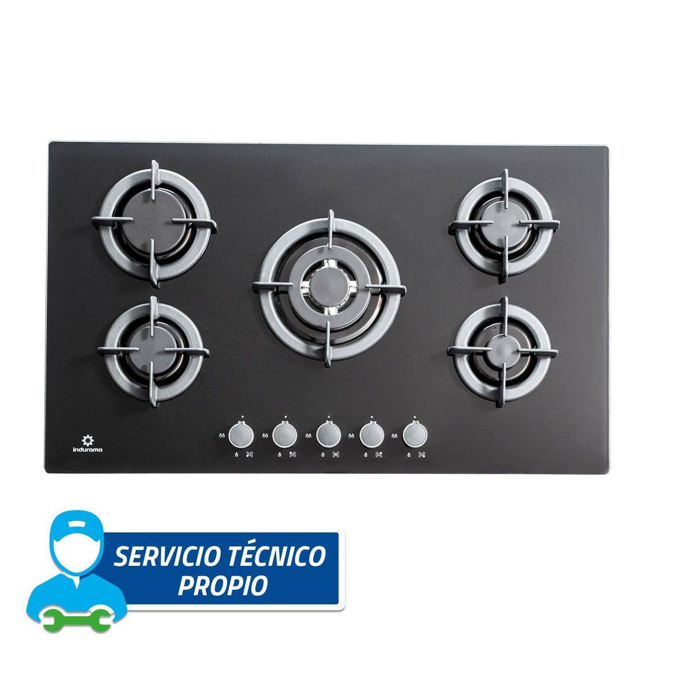 Cocina Empotrable 5hornillas De Vidrio Templado Indurama Egi 905vdneg