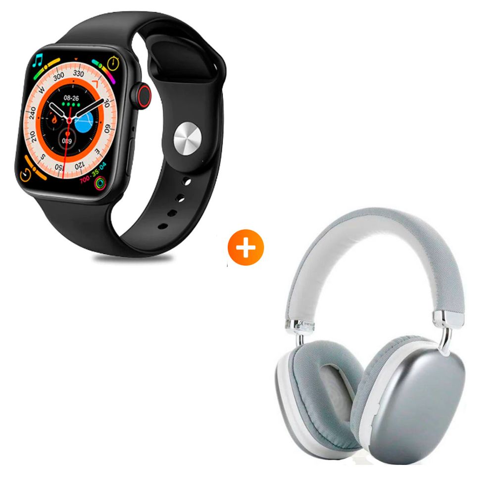 Smartwatch i9 Negro + Audifonos P9 Pro Max Plomo