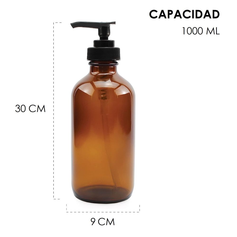 Set 3 Dispensadores Vidrio Con Etiquetas Blancas Impermeables Para Jabón  Shampoo 1000ml I Oechsle - Oechsle