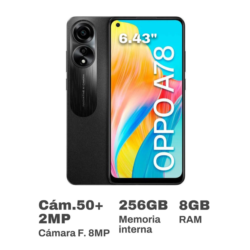 Celular Oppo A78 6.43 8GB RAM 256GB Negro