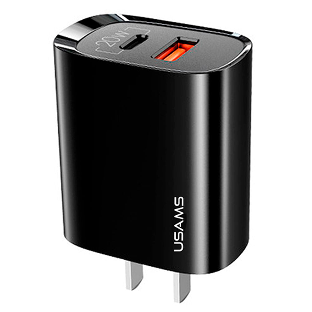 Cargador de Pared USAMS T35 Ultra Rápido USB QC 3.0 + PD 3.0 de 20W
