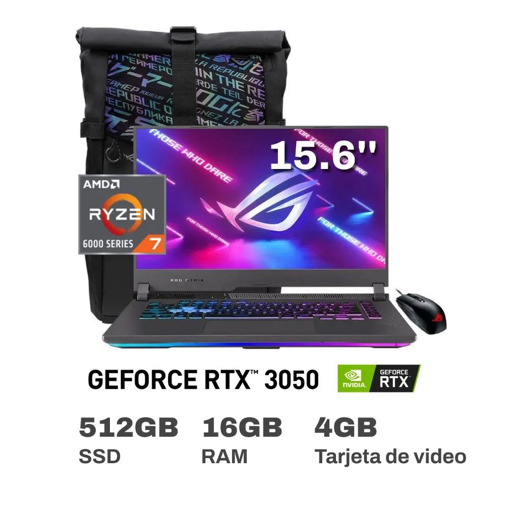 Laptop Gamer Asus ROG Strix G15 G513RC-HN097W AMD Ryzen 7 16GB RAM 512GB SSD 15.6"" RTX 3050