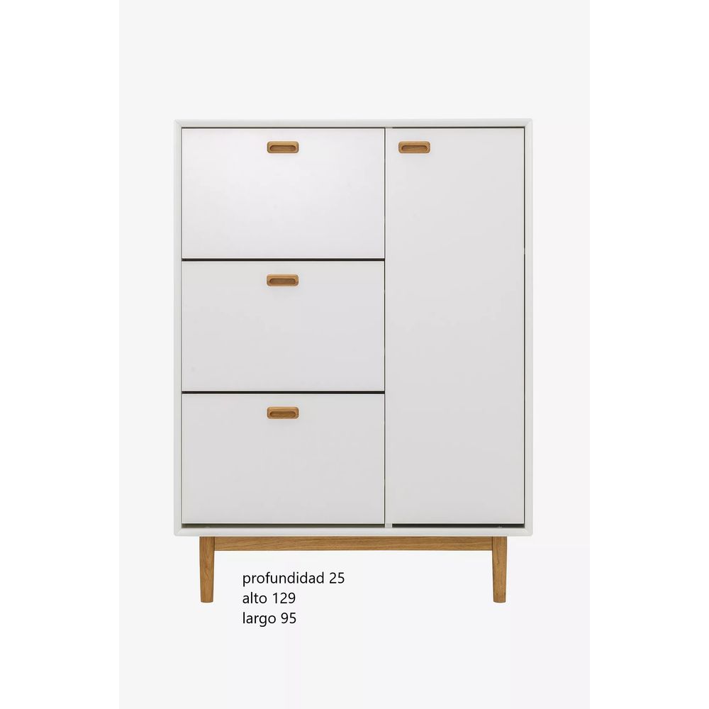 Zapatera moderna 3 cajones 1 puerta José color Blanco TU MESITA I