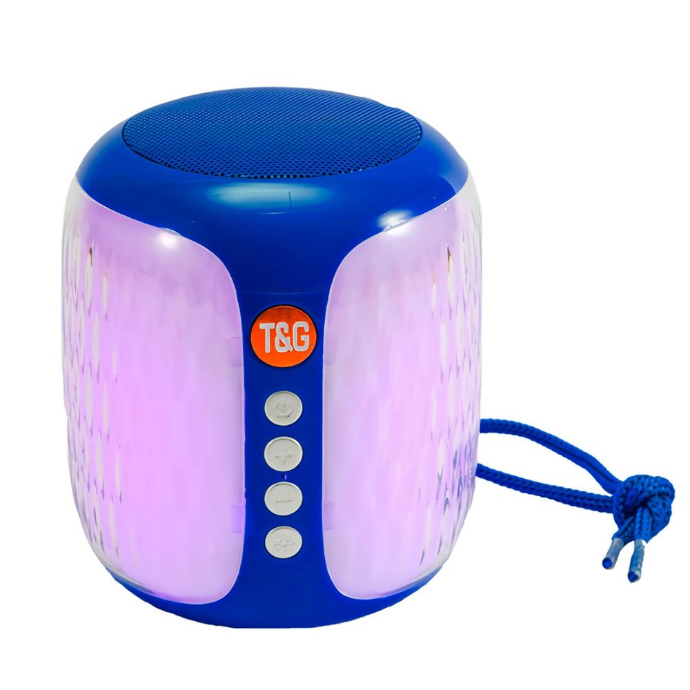 Parlante Bluetooth T&G 611 Iluminado FM USB SD Aux Recargable - Azul