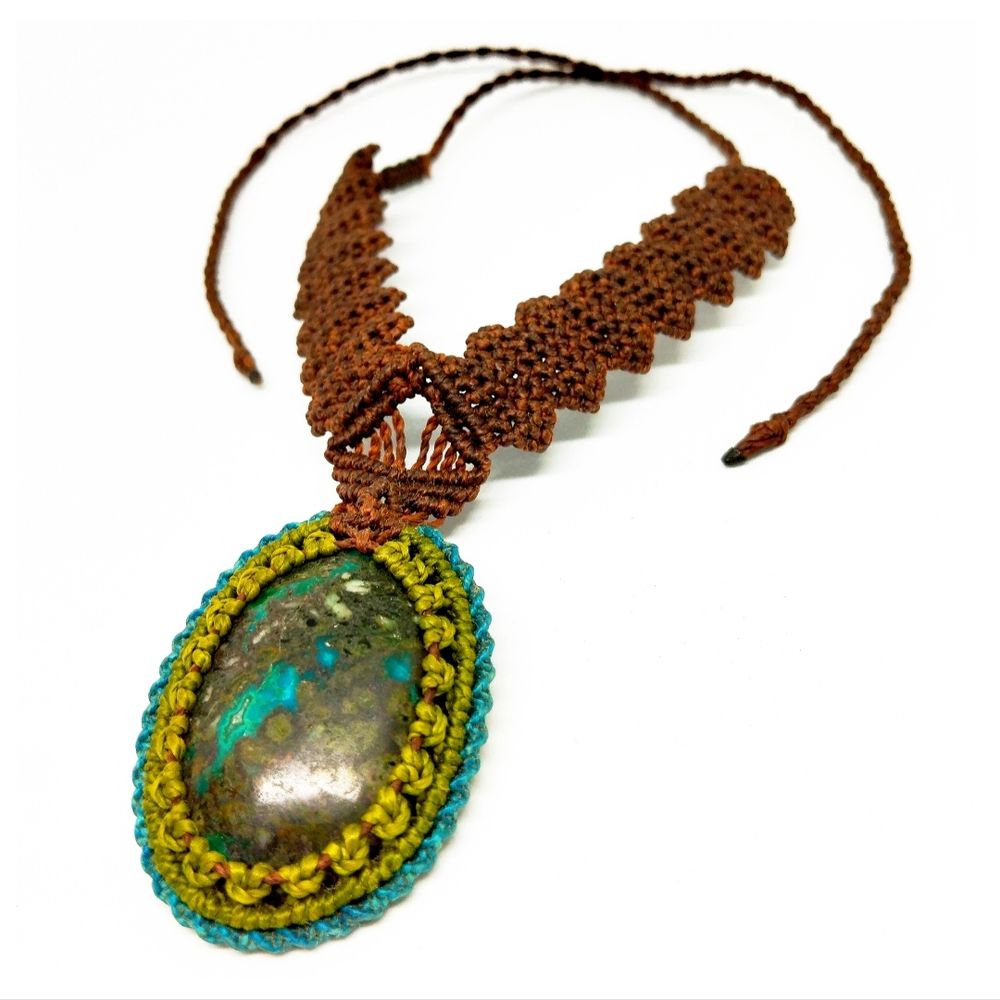 Collar de Macrame con Piedra Natural 8 Marialu Creaciones