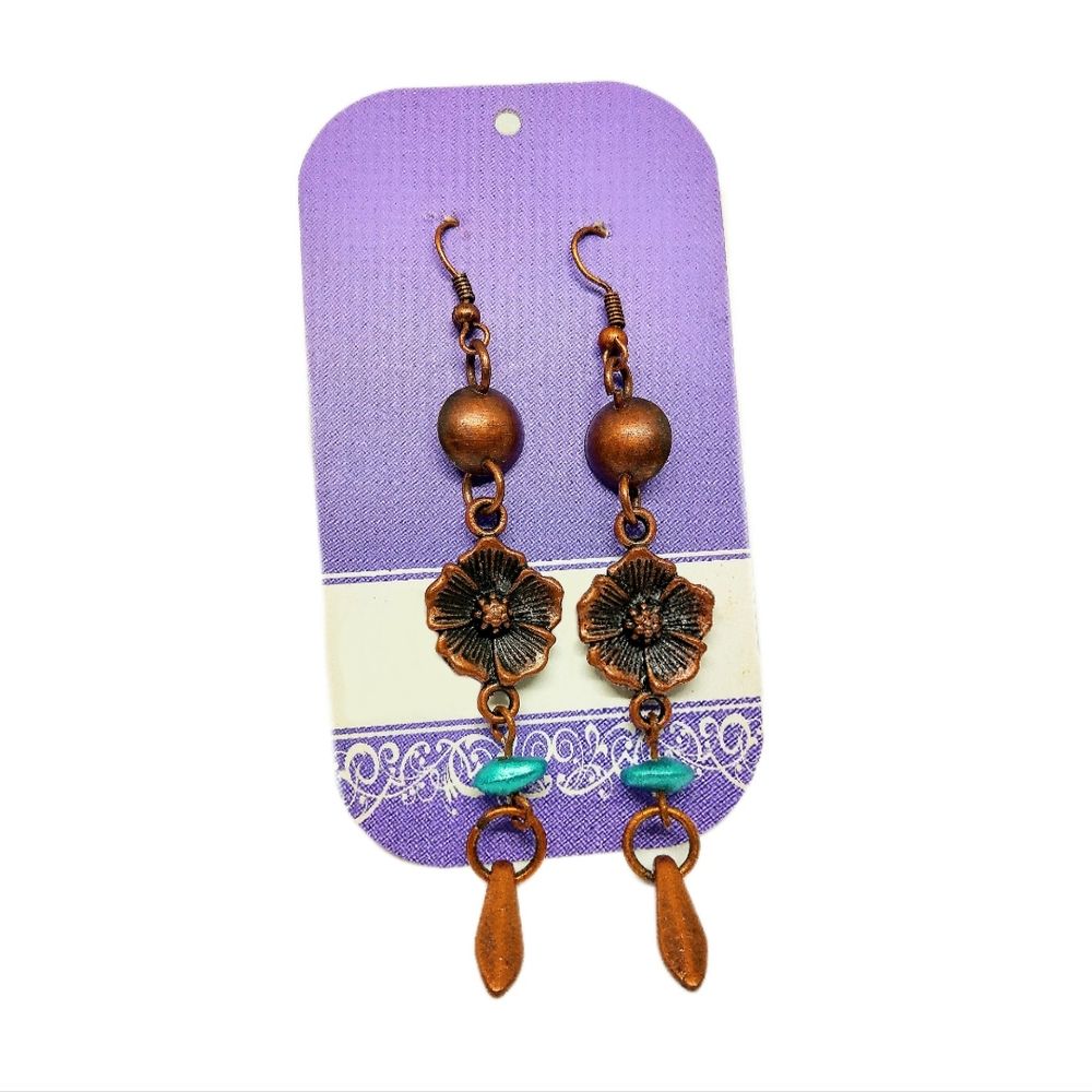 Aretes de Cobre con Acrílicos Metalizado Marialu Creaciones