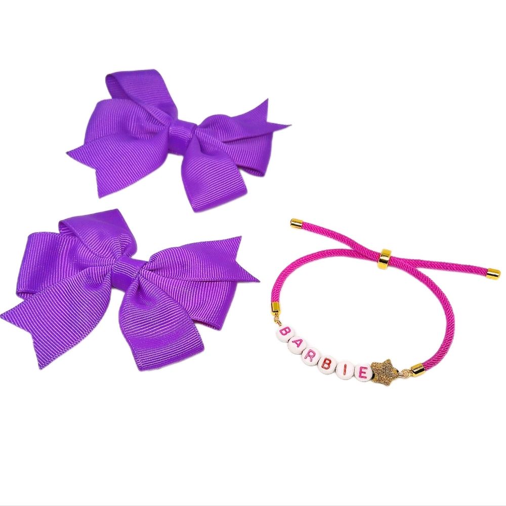 Set de niñas Lazos y Pulsera Marialu Creaciones