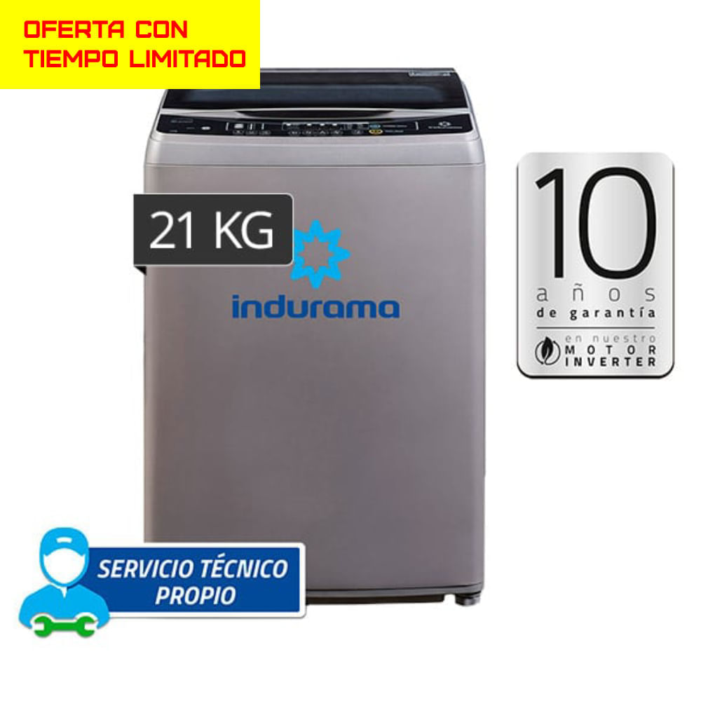 Lavadora Indurama Carga Superior 21Kg Lri-21cri Cromo