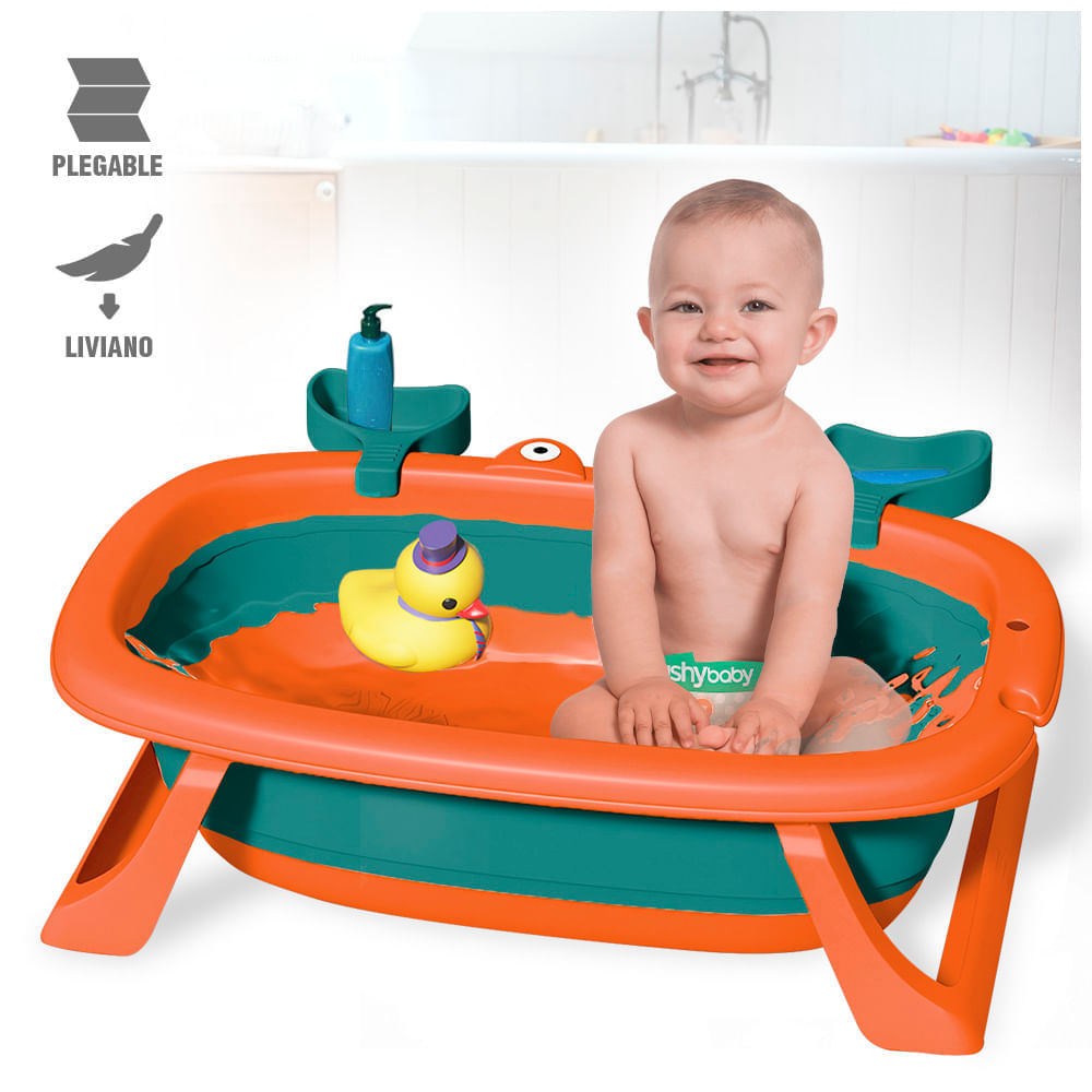 Bañera Plegable para Bebés Tina de Baño Cangrejo WI5 Naranja I Oechsle