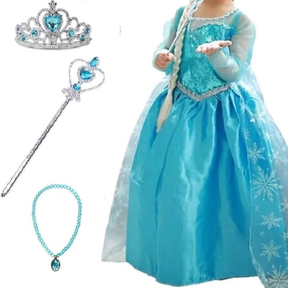 Disfraz Vestido Niña Frozen Accesorios Halloween Navidad GENIEKA Elsa Reina  de Nieves Talla 3-4 Años I Oechsle - Oechsle