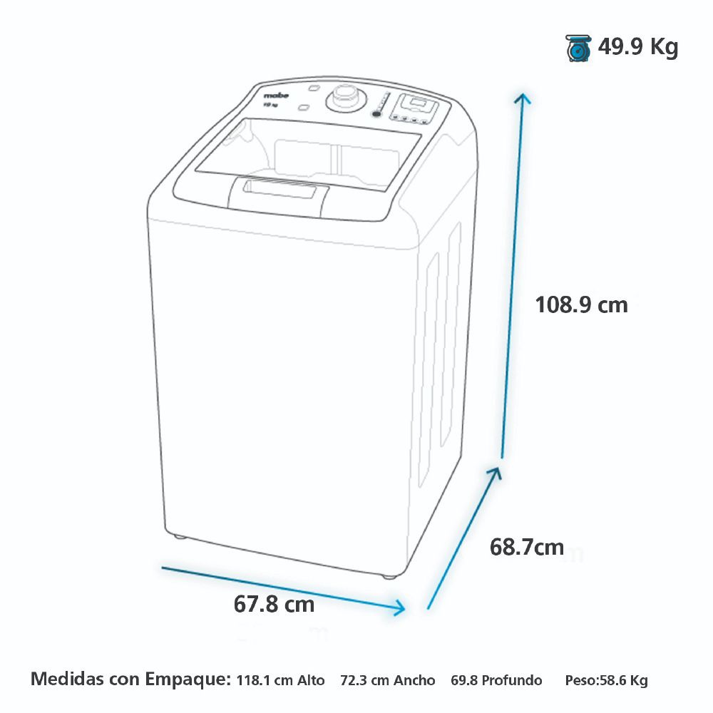 Lavadora Automática Digital de 9 kg Mabe | LMA9020WGAB0