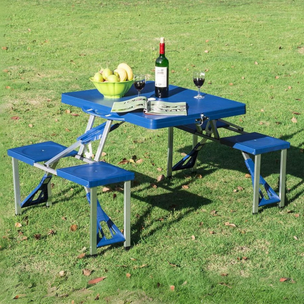 Set portatil plegable 4 bancos + mesa Orange