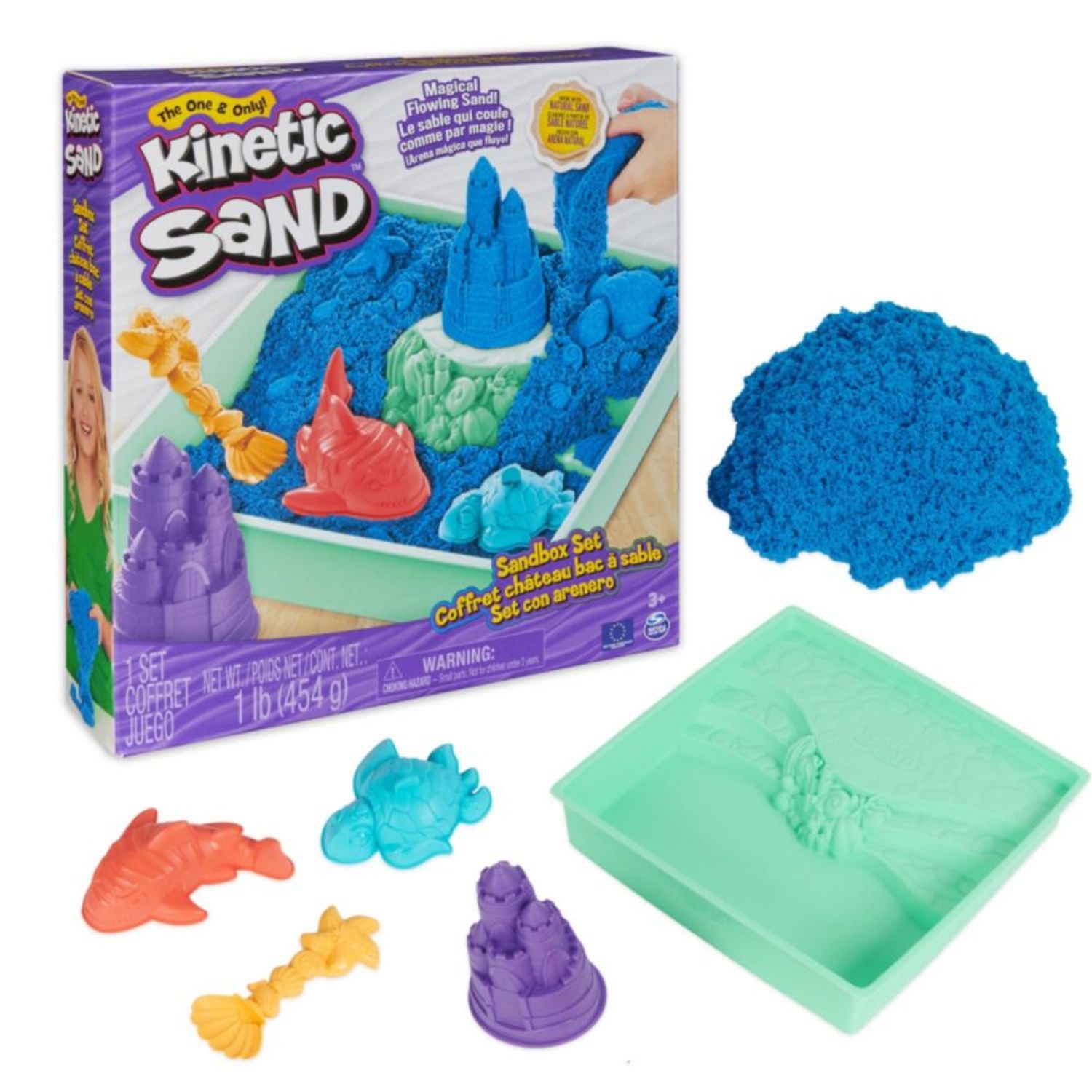 Arena de juego para niños, 3 libras de arena mágica, herramientas de moldes  de arena de castillo de construcción, camiones de construcción, juguetes y