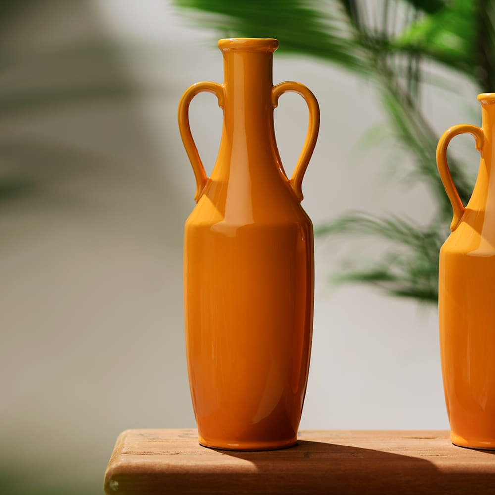 Florero Decorativo Cerámica Vintage Orange 35cm