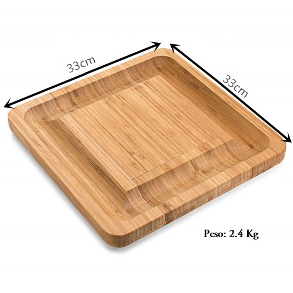 Genérico Bandejas para servir comida de madera natural rectangular