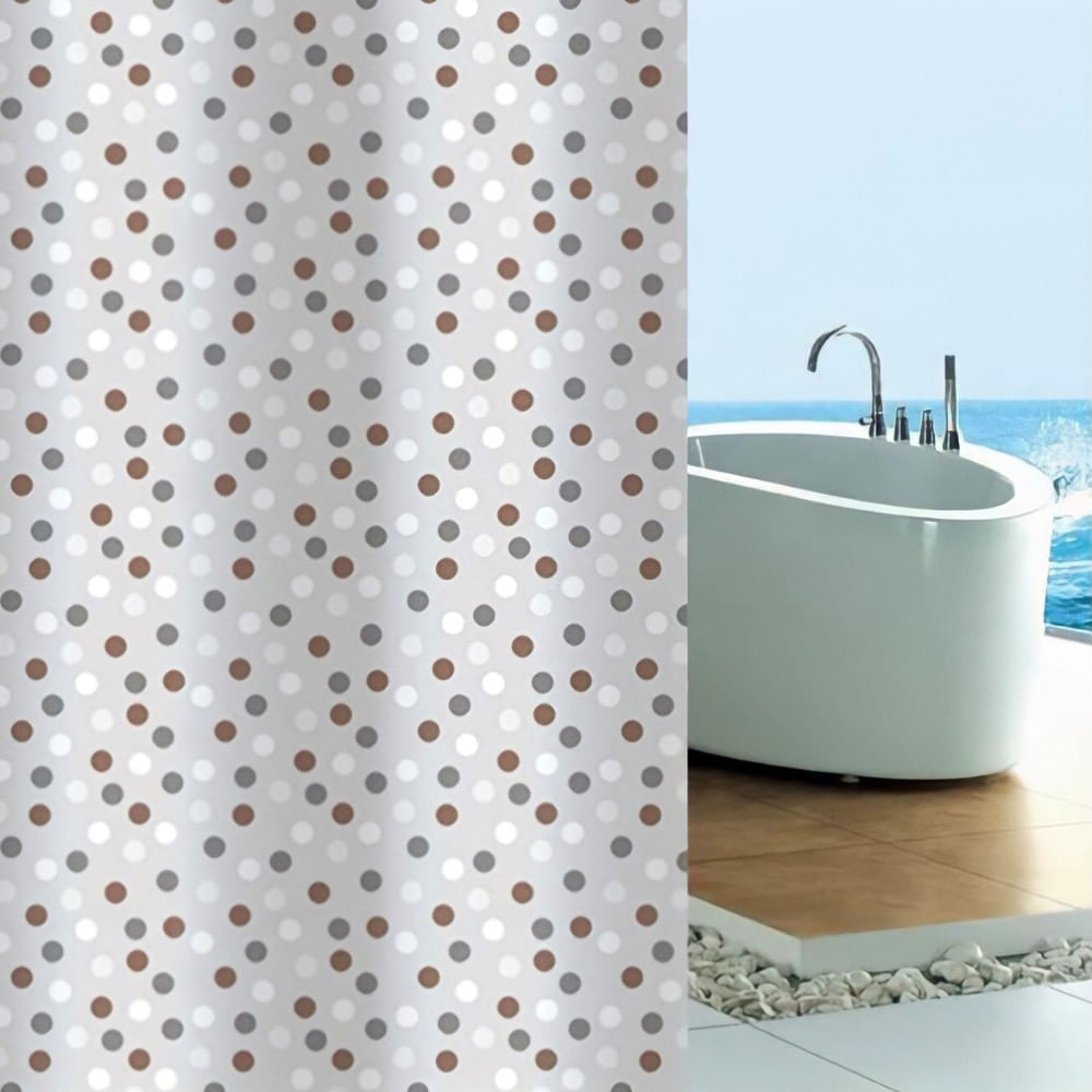 Cortina de Baño con Aros Pitukasa 180x180cm Peva Círculos Plata/Dorado