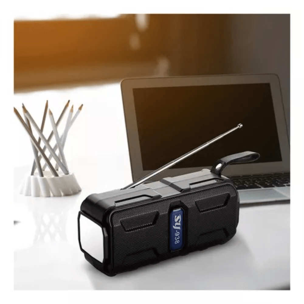 Parlante Bluetooth Radio con Panel Solar y Linterna - Marrón