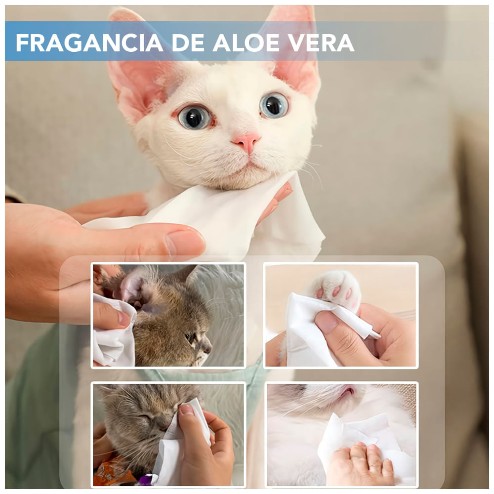Toallitas Higiene para Perro y Gato, Musgo Blanco Aloe