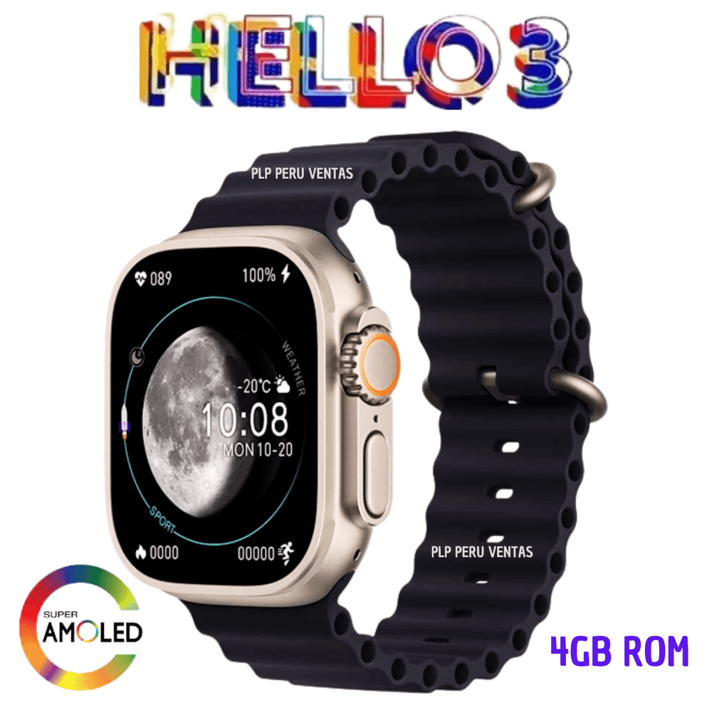 Smartwatch Hello Watch 3 Ultra 4GB 470mAh Negro