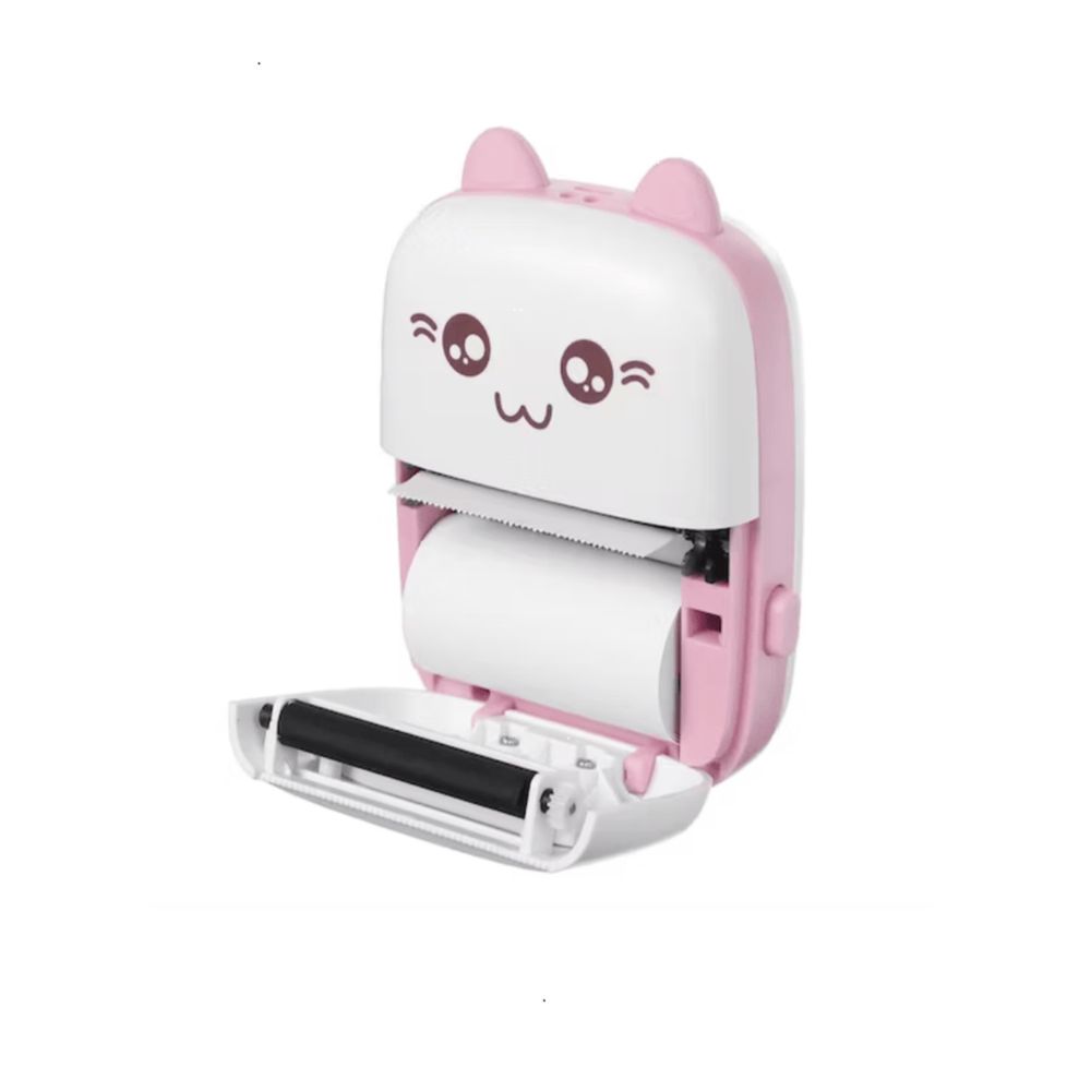Mini Impresora Térmica Portátil Con Bluetooth Color Blanco Con Rosa