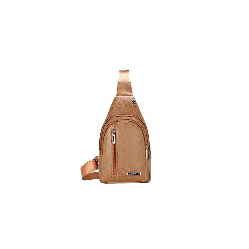 Morral Hombre Cuero Sintético Mochila Pechera Riñonera Calidad 3A Camel