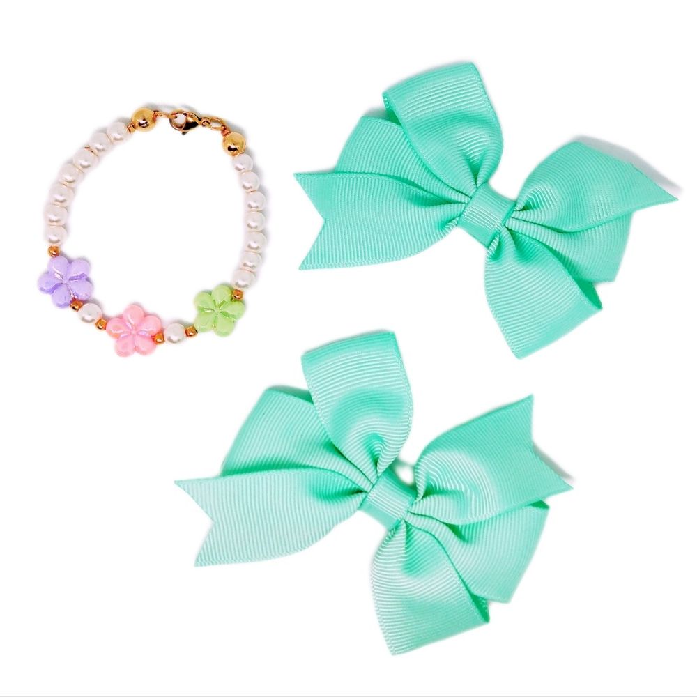 Set de niñas Lazos y Pulsera Marialu Creaciones 3